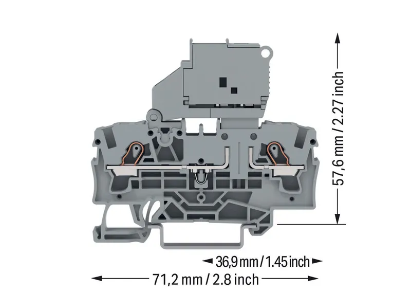 2-conductor fuse terminal block; with pivoting fuse holder; for 5 x 20 mm miniature metric fuse; with blown fuse indication by LED; 120 V; for DIN-rail 35 x 15 and 35 x 7.5; 4 mm²; Push-in CA — photo 3 of 4