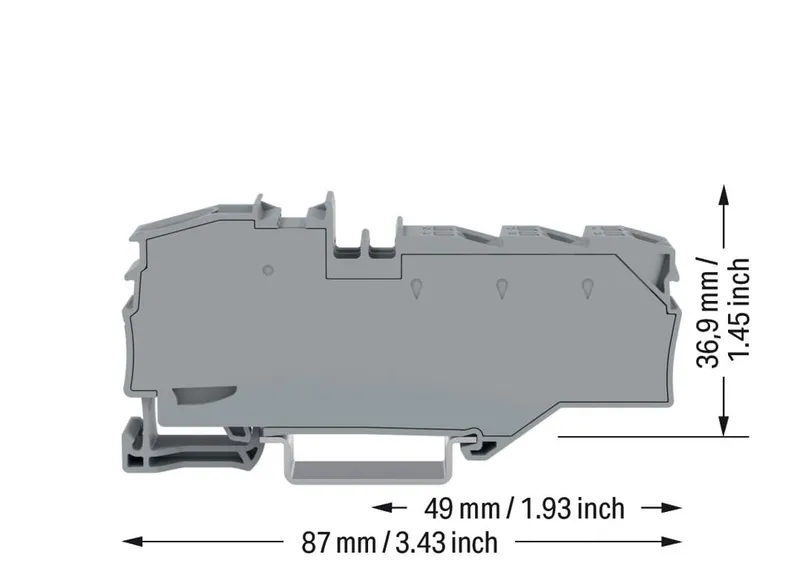 Distribution terminal block; with operating slots; 1 x 16 mm² / 6 x 4 mm²; with integrated end plate; suitable for Ex e II applications; side and center marking; for DIN-rail 35 x 15 and 35 x — photo 3 of 4