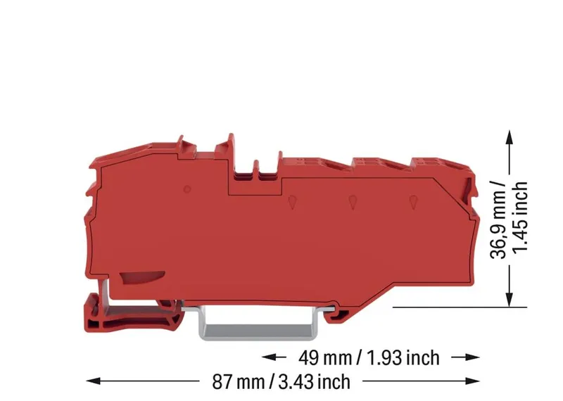 Distribution terminal block; with operating slots; 1 x 16 mm² / 6 x 4 mm²; with integrated end plate; suitable for Ex e II applications; side and center marking; for DIN-rail 35 x 15 and 35 x — photo 3 of 4