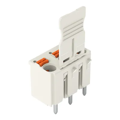 Wago 2092-3152 – 1-conductor THT female connector straight; push-button; Push-in CAGE CLAMP®; 2.5 mm²; Pin spacing 7.5 mm; 2-pole; 1.4 mm Ø solder pin; Gripping plate; 2,50 mm²; light gray