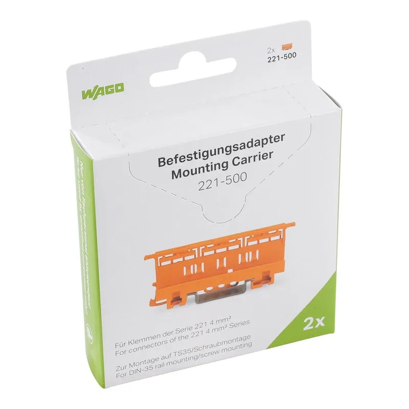 Mounting carrier; 221 Series - 4 mm²; for DIN-35 rail mounting/screw mounting; orange
