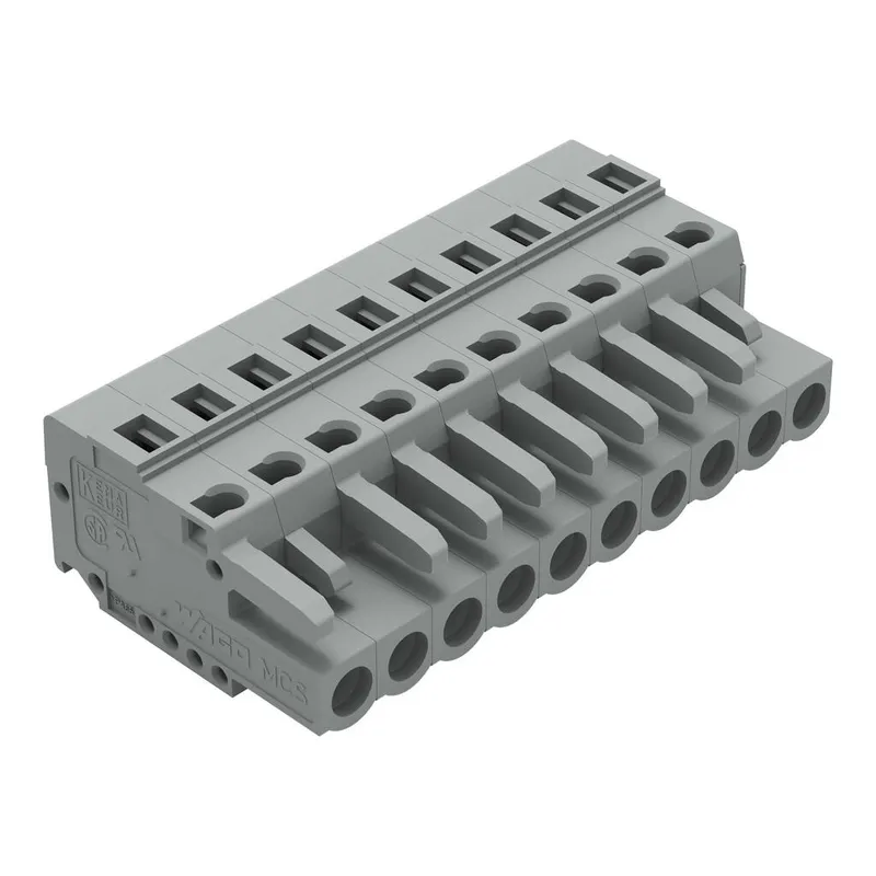 1-conductor female connector; CAGE CLAMP®; 2.5 mm²; Pin spacing 5 mm; 10-pole; with integrated end plate; gray — photo 1 of 3