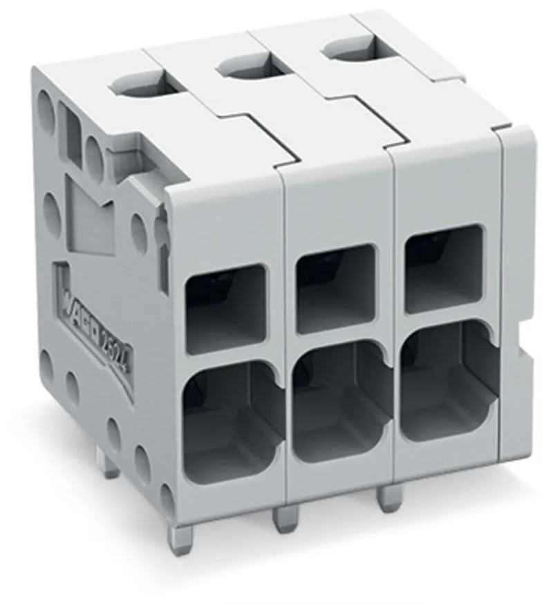 PCB terminal block; 4 mm²; Pin spacing 5 mm; 3-pole; Push-in CAGE CLAMP®; gray — photo 1 of 4