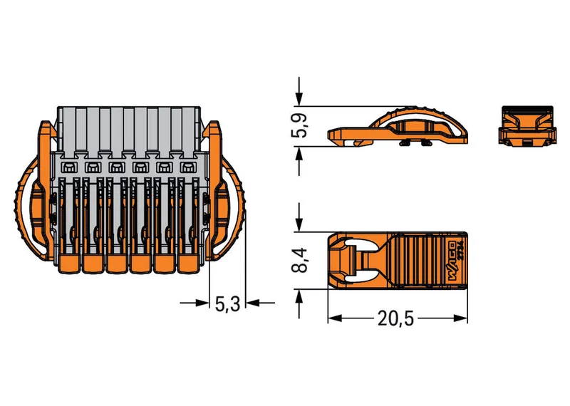 Locking lever; for female connectors; 1 part; For Push-in CAGE CLAMP® connection; lever; orange — photo 2 of 2