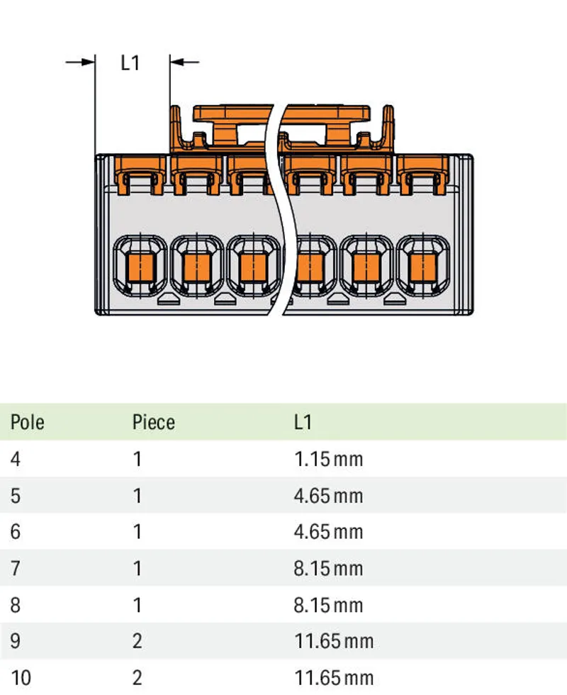 center locking; for female connectors; For Push-in CAGE CLAMP® connection; lever; Pin spacing 3.5 mm; 4-pole; orange — photo 7 of 7