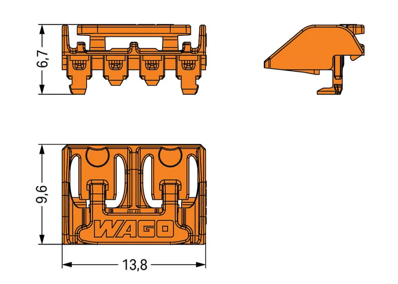 center locking; for female connectors; For Push-in CAGE CLAMP® connection; lever; Pin spacing 3.5 mm; 4-pole; orange — photo 6 of 7