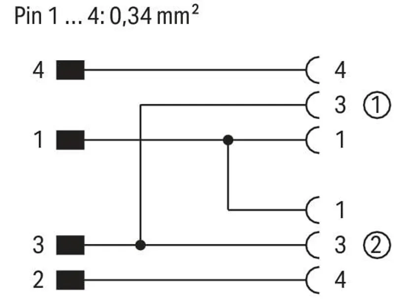 Sensor/Actuator cable; 2xM12 socket; straight; M12A plug; straight; 4-pole; Length: 0.3 m — photo 4 of 5