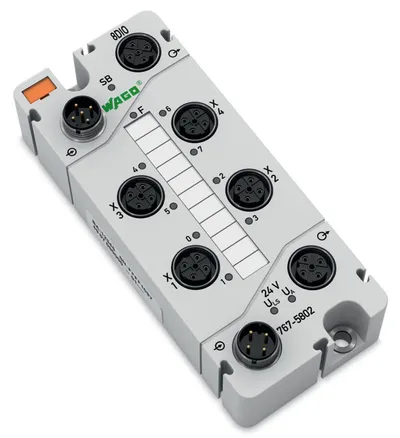 8-channel digital input/output; 24 VDC; 0.5 A; 4 x M12, two outputs per connector