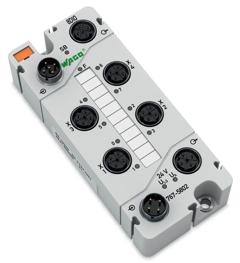 8-channel digital input/output; 24 VDC; 0.5 A; 4 x M12, two outputs per connector — photo 1 of 4