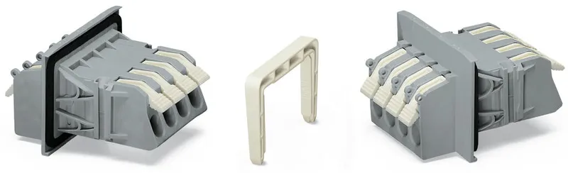 Feedthrough terminal block; lever; Plate thickness: 3 mm; 16 mm²; Pin spacing 11.5 mm; 4-pole; CAGE CLAMP®; 16,00 mm²; gray — photo 1 of 3