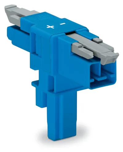 Wago 890-1617 – T-distribution connector; 2-pole; Cod. I; 1 input; 2 outputs; 2 locking levers; blue