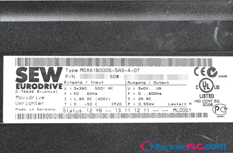 Sew Eurodrive MDX61B0005-5A3-4-OT Refurbished — photo 7 of 9