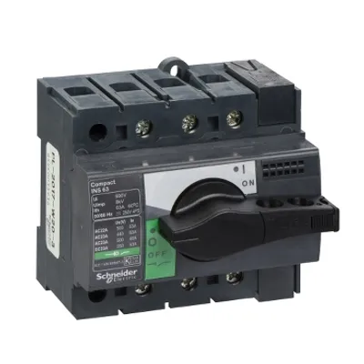 switch disconnector, Compact INS63, 63A, standard version with black rotary handle, 3 poles