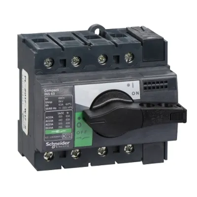 switch disconnector, Compact INS63, 63A, standard version with black rotary handle, 4 poles