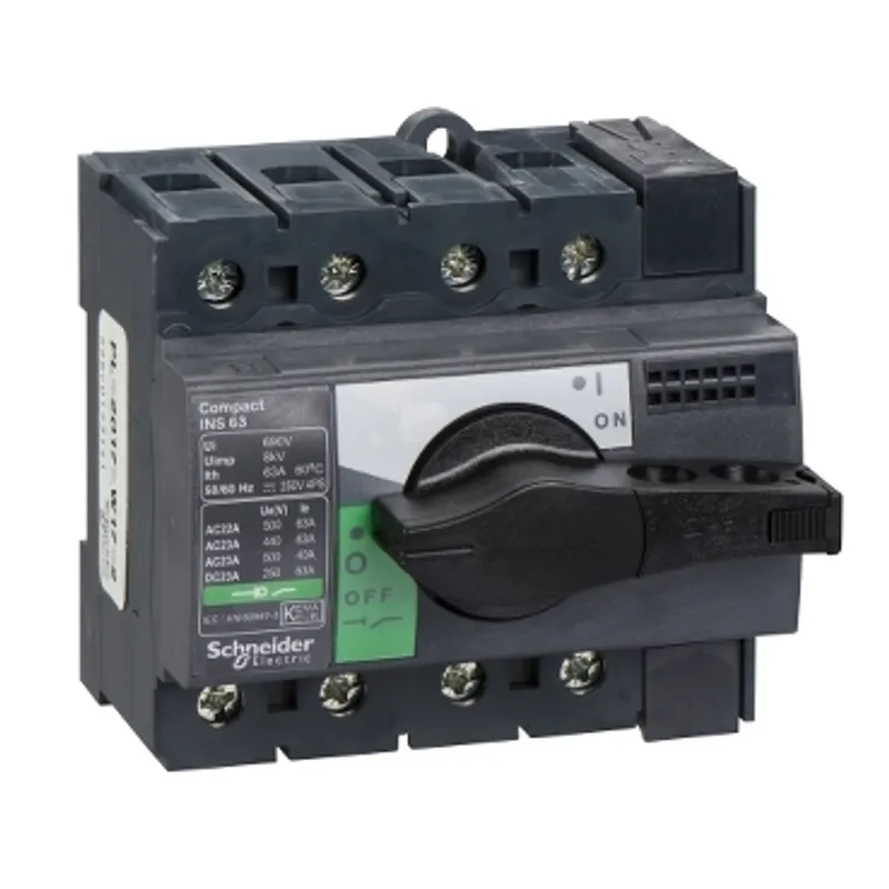 switch disconnector, Compact INS63, 63A, standard version with black rotary handle, 4 poles — photo 1 of 2