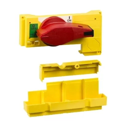 Yellow front covers and red rotary handle INS250 - 3/4P