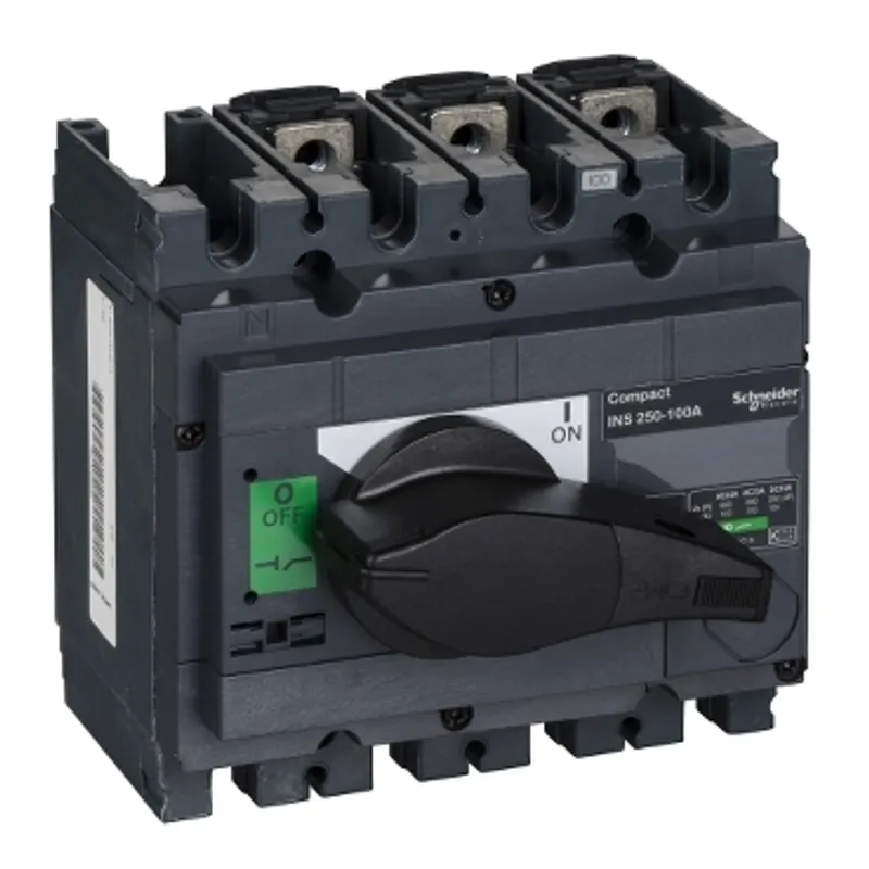 switch disconnector, Compact INS250-100, 100A, standard version with black rotary handle, 3 poles — photo 1 of 2