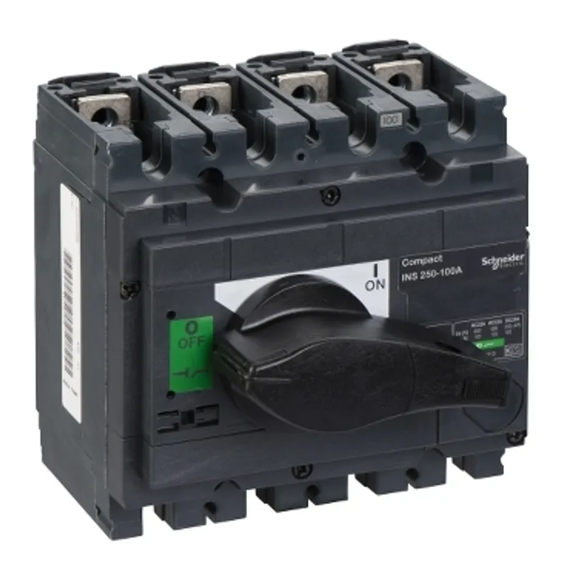 switch disconnector, Compact INS250-100, 100A, standard version with black rotary handle, 4 poles — photo 1 of 2