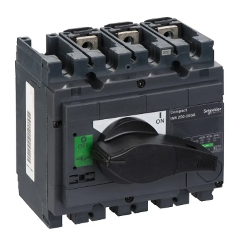 switch disconnector, Compact INS250-200, 200A, standard version with black rotary handle, 3 poles — photo 1 of 2