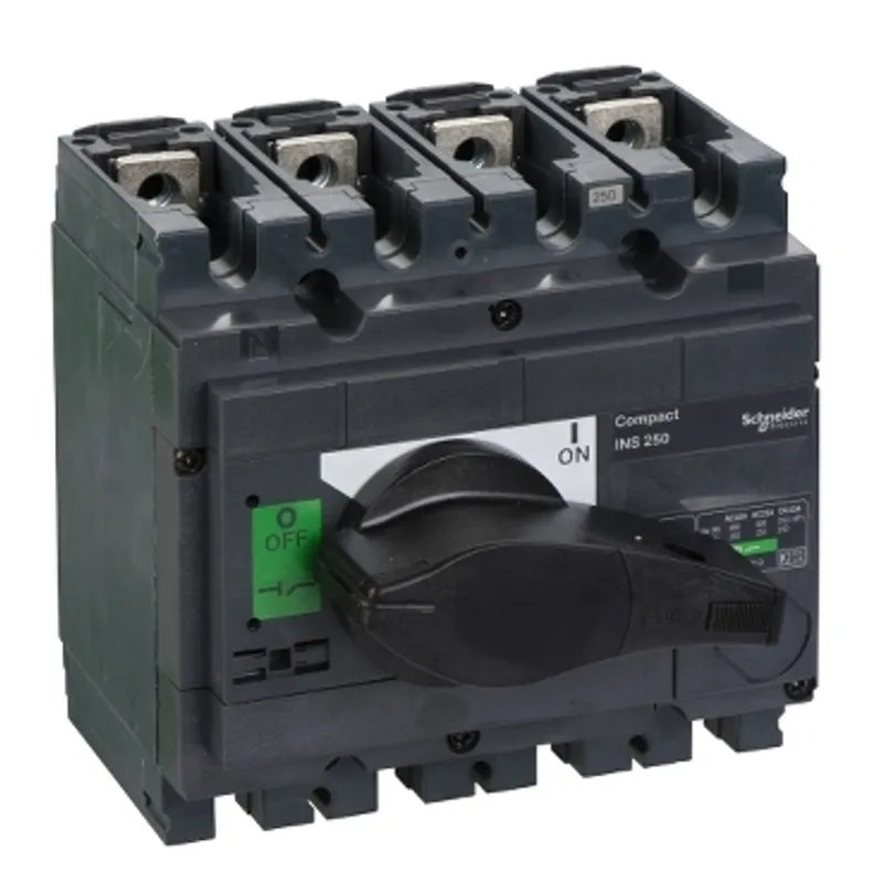 switch disconnector, Compact INS250, 250A, standard version with black rotary handle, 4 poles — photo 1 of 2