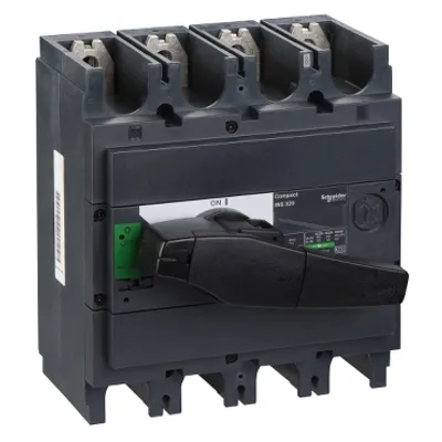 switch disconnector, Compact INS320, 320A, standard version with black rotary handle, 4 poles