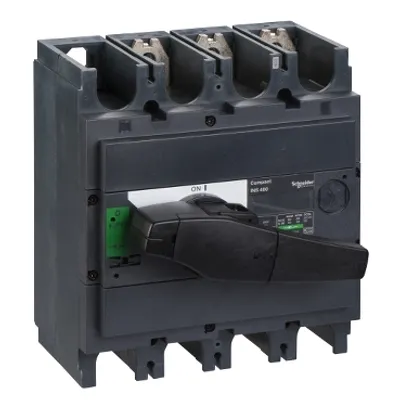 switch disconnector, Compact INS400, 400A, standard version with black rotary handle, 3 poles
