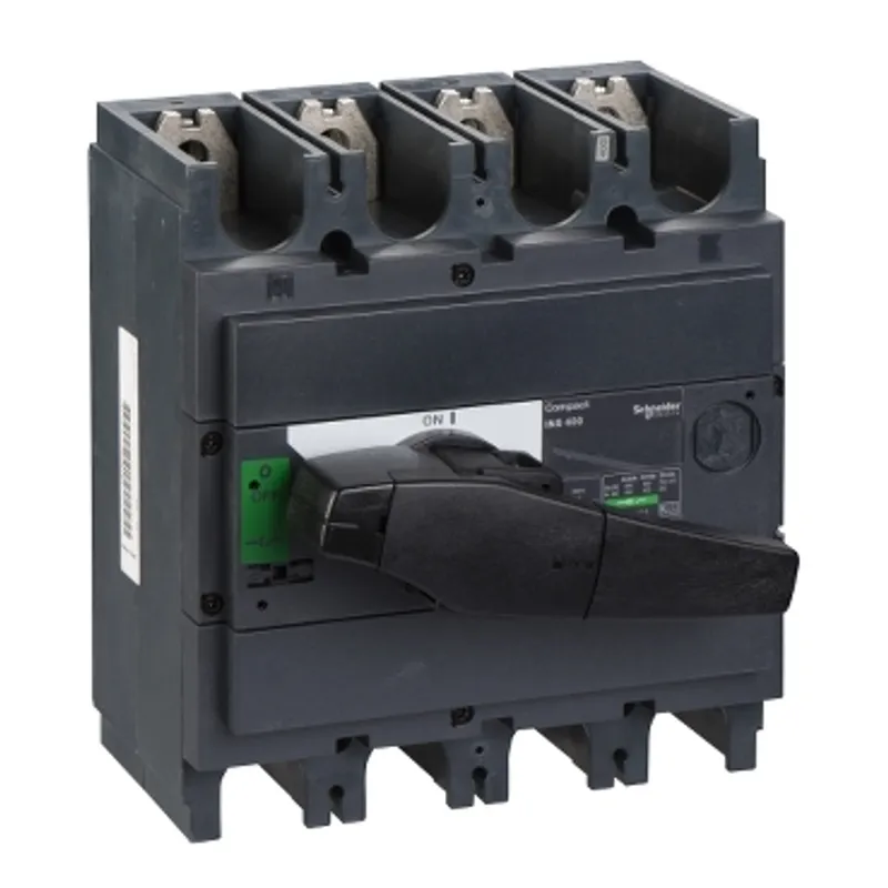 switch disconnector, Compact INS400, 400A, standard version with black rotary handle, 4 poles