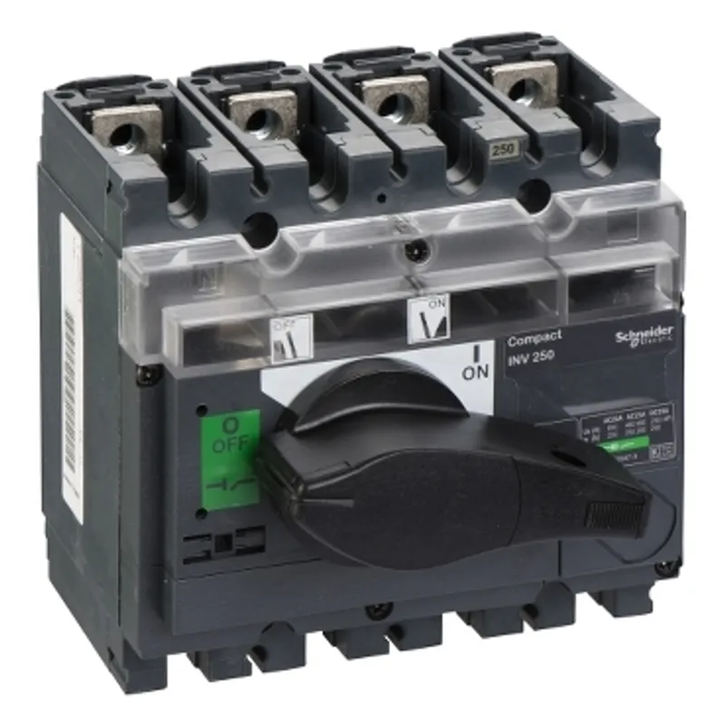 switch disconnector, Compact INV250, visible break, 250A, standard version with black rotary handle, 4 poles — photo 1 of 2