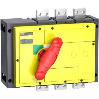 switch disconnector, Compact INS1000, 1000A, with red rotary handle, yellow front, 3 poles