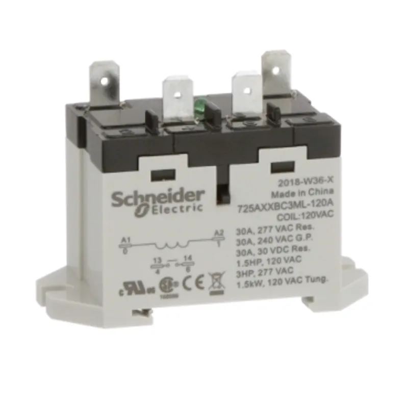 Power relay, SE Relays, 30A, 1NO, 120VAC, LED push button, blade terminals, DIN or panel mount — photo 1 of 9