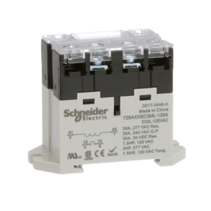 Power relay, SE Relays, 30A, 1NO, 120VAC, LED push button, screw terminals, DIN or panel mount — photo 1 of 9