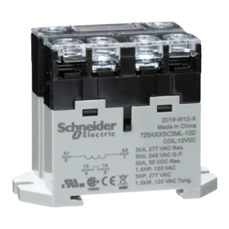 Power relay, SE Relays, 30A, 1NO, 12VDC, LED push button, screw terminals, DIN or panel mount — photo 1 of 9