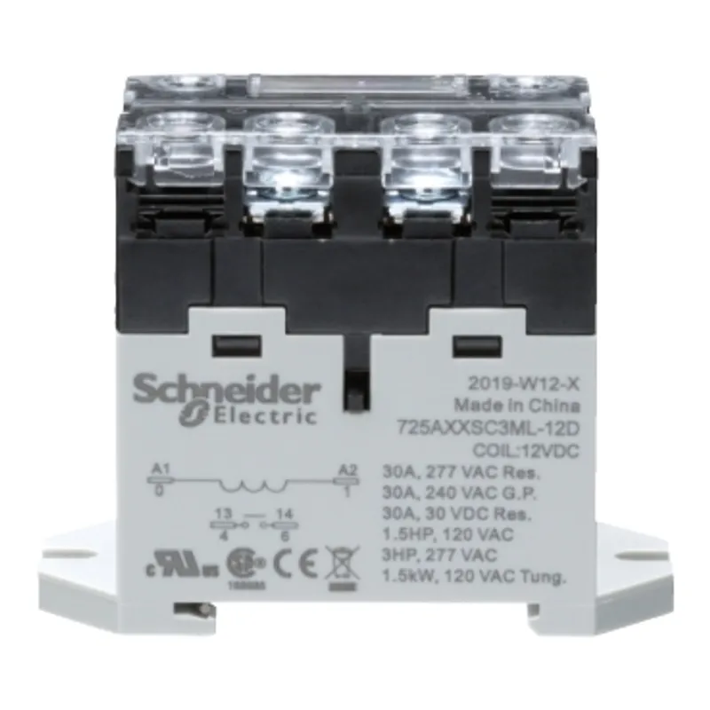 Power relay, SE Relays, 30A, 1NO, 12VDC, LED push button, screw terminals, DIN or panel mount — photo 5 of 9