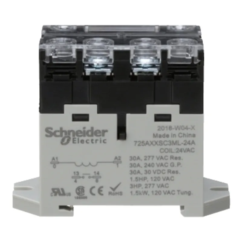 Power relay, SE Relays, 30A, 1NO, 24VAC, LED push button, screw terminals, DIN or panel mount — photo 6 of 9
