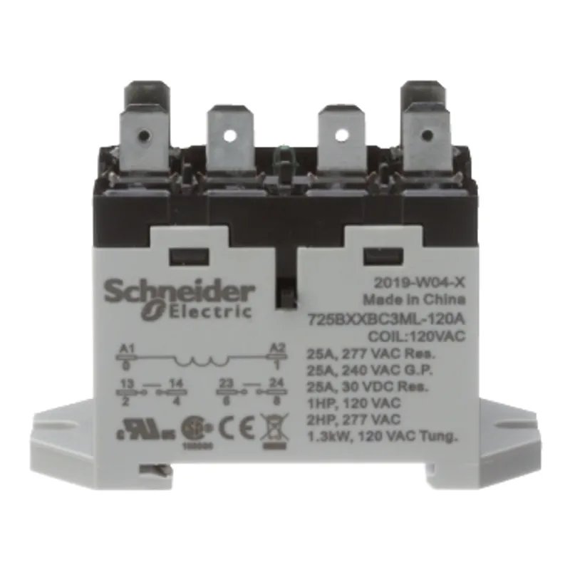 Power relay, SE Relays, 25A, 2NO, 120VAC, LED push button, blade terminals, DIN or panel mount — photo 3 of 9