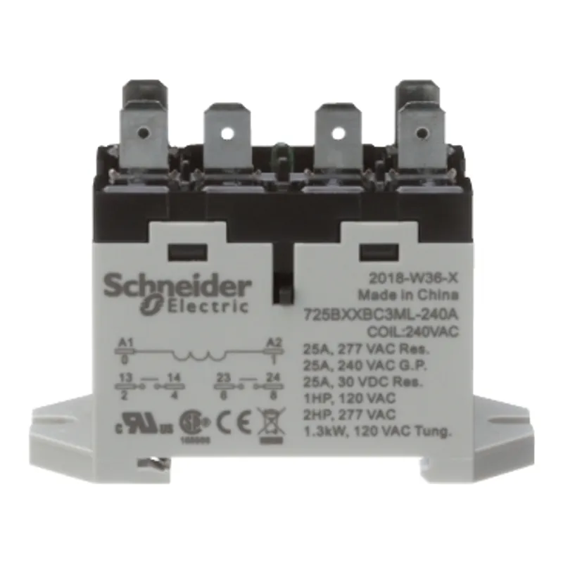 Power relay, SE Relays, 25A, 2NO, 240VAC, LED push button, blade terminals, DIN or panel mount — photo 4 of 9