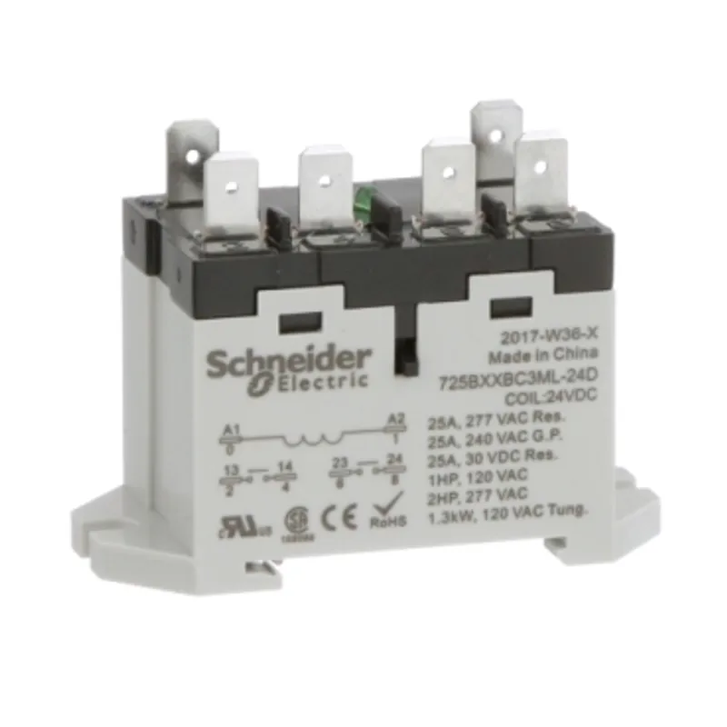 Power relay, SE Relays, 25A, 2NO, 24VDC, LED push button, blade terminals, DIN or panel mount — photo 1 of 9