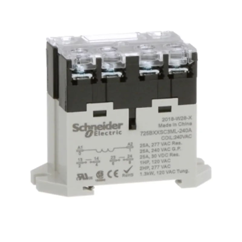 Power relay, SE Relays, 25A, 2NO, 240VAC, LED push button, screw terminals, DIN or panel mount — photo 1 of 9