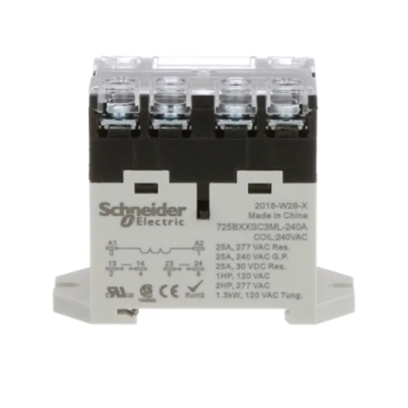 Power relay, SE Relays, 25A, 2NO, 240VAC, LED push button, screw terminals, DIN or panel mount — photo 3 of 9
