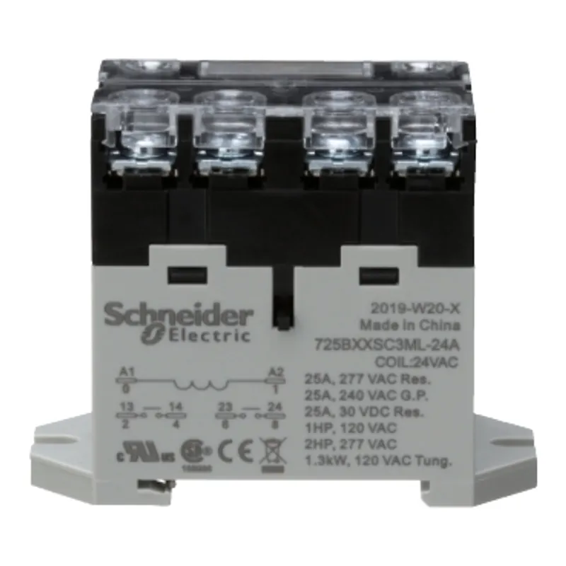 Power relay, SE Relays, 25A, 2NO, 24VAC, LED push button, screw terminals, DIN or panel mount — photo 6 of 9