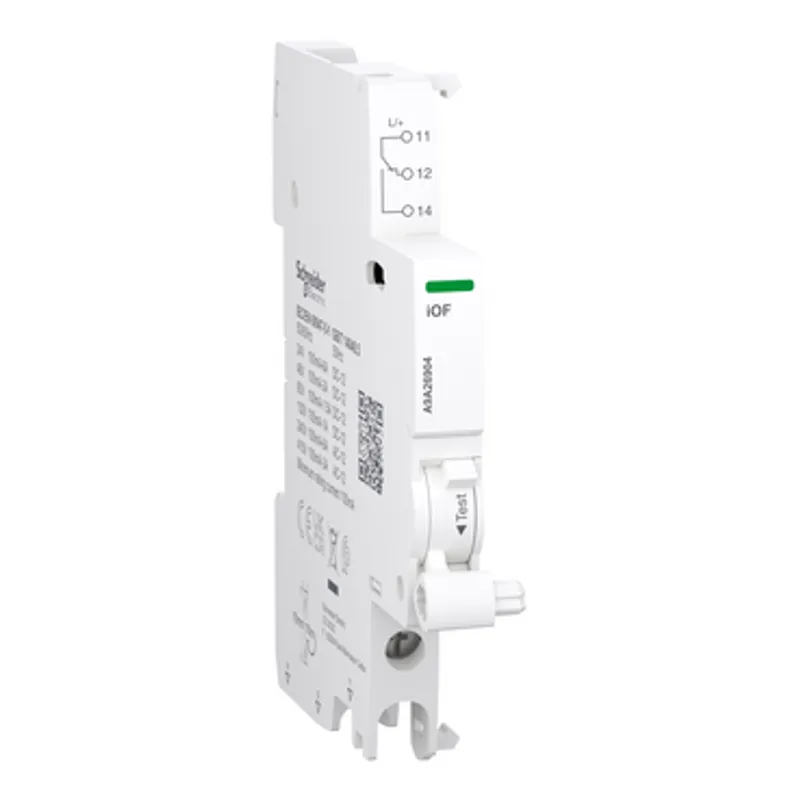 Auxiliary contact, Acti9 A9A, iOF, 1 C/O, 100mA to 6A, 24VAC to 415VAC, 24-130 VDC, bottom connection — photo 1 of 2