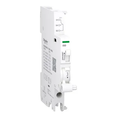 Auxiliary contact, Acti9 A9A, iSD, 1 C/O, 100mA to 6A, 24VAC to 415VAC, 24VDC to 130VDC, bottom connection