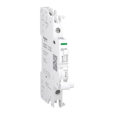 Auxiliary contact, Acti9 A9A, iSD+OF, 2 C/O, 2mA to 100mA, 24VAC to 250VAC, 24VDC to 220VDC, top and bottom connection