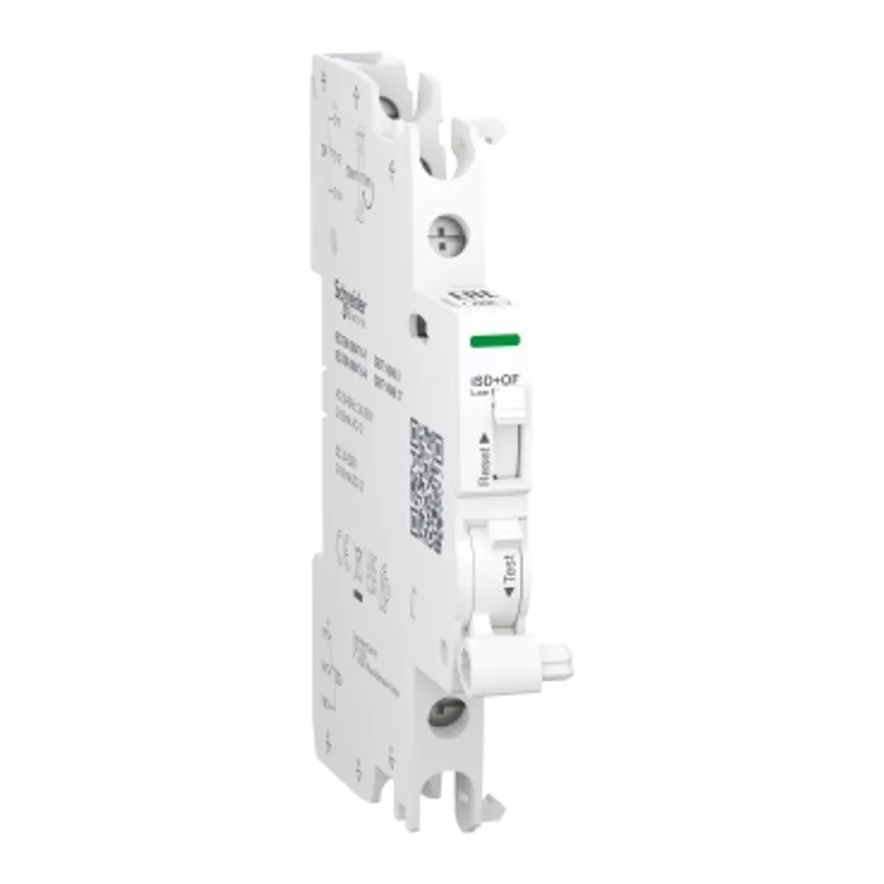 Auxiliary contact, Acti9 A9A, iSD+OF, 2 C/O, 2mA to 100mA, 24VAC to 250VAC, 24VDC to 220VDC, top and bottom connection — photo 1 of 2