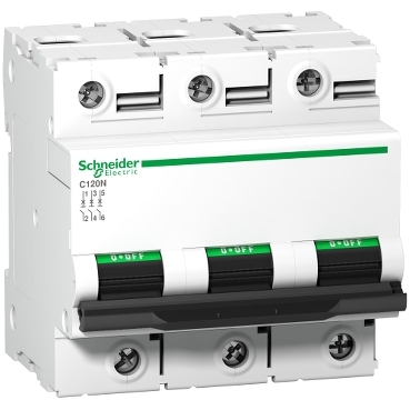 Miniature circuit breaker (MCB), Acti9 C120N, 3P, 80A, C curve, 10000A (IEC/EN 60898-1), 10kA (IEC/EN 60947-2)