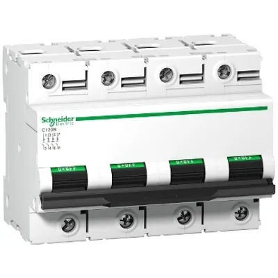 Miniature circuit breaker (MCB), Acti9 C120N, 4P, 125A, C curve, 10000A (IEC/EN 60898-1), 10kA (IEC/EN 60947-2)