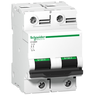 Miniature circuit breaker (MCB), Acti9 C120H, 2P, 80A, C curve, 15000A (IEC/EN 60898-1), 15kA (IEC/EN 60947-2)