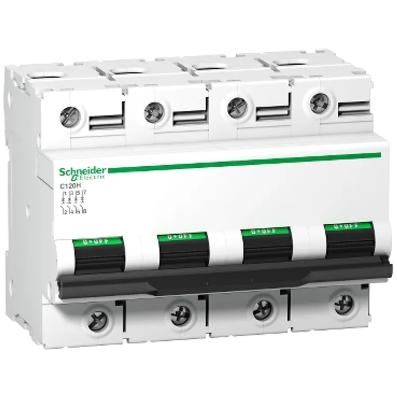 Miniature circuit breaker (MCB), Acti9 C120H, 4P, 125A, C curve, 15000A (IEC/EN 60898-1), 15kA (IEC/EN 60947-2)