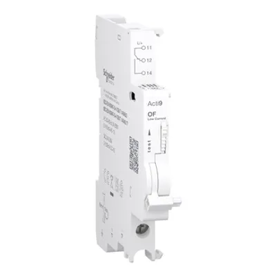 Auxiliary contact, Acti9 A9N, OF, 1 C/O, 2mA to 100mA, 24VAC to 250VAC, 24VDC to 220VDC, bottom connection
