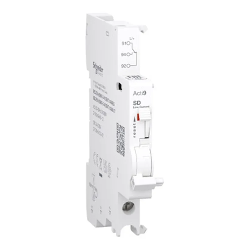 Auxiliary contact, Acti9 A9N, SD, 1 C/O, 2mA to 100mA, 24VAC to 250VAC, 24VDC to 220VDC, bottom connection — photo 1 of 2